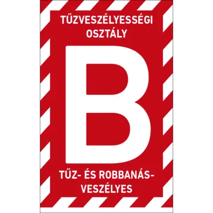 B tűzveszélyességi osztályba sorolt helyiség matrica / tábla (felirat)