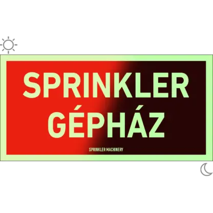 Sprinkler gépház matrica / tábla (felirat)