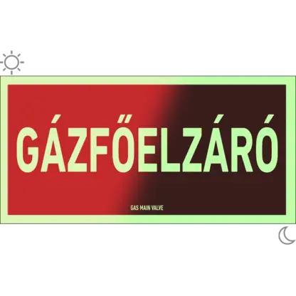 Gázfőelzáró matrica / tábla (felirat)
