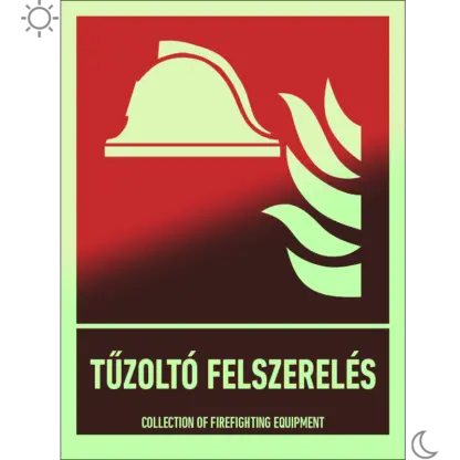 Tűzoltó felszerelés matrica / tábla (ISO 7010-F004 piktogram + felirat)