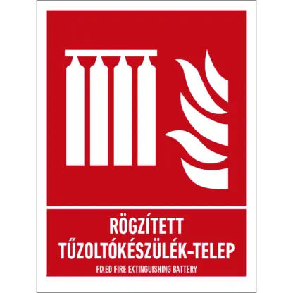 Rögzített tűzoltókészülék-telep matrica / tábla (ISO 7010-F008 piktogram + felirat)