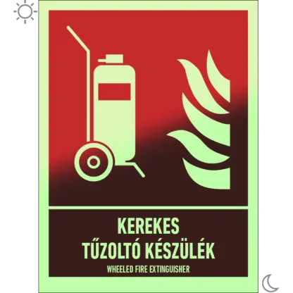 Kerekes tűzoltó készülék matrica / tábla (ISO 7010-F009 piktogram + felirat)