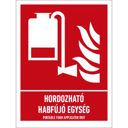 Hordozható habfújó egység matrica / tábla (ISO 7010-F010 piktogram + felirat)