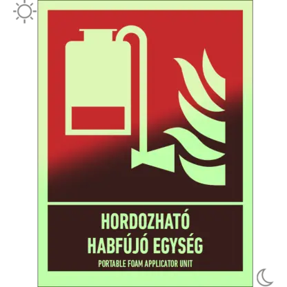 Hordozható habfújó egység matrica / tábla (ISO 7010-F010 piktogram + felirat)