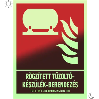 Rögzített tűzoltókészülék-berendezés matrica / tábla (ISO 7010-F012 piktogram + felirat)