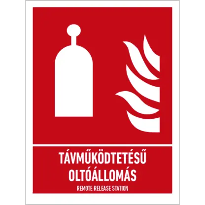 Távműködtetésű oltóállomás matrica / tábla (ISO 7010-F014 piktogram + felirat)