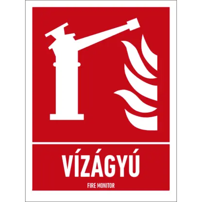 Vízágyú matrica / tábla (ISO 7010-F015 piktogram + felirat)
