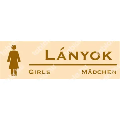 Lány WC matrica / tábla (bézs/barna