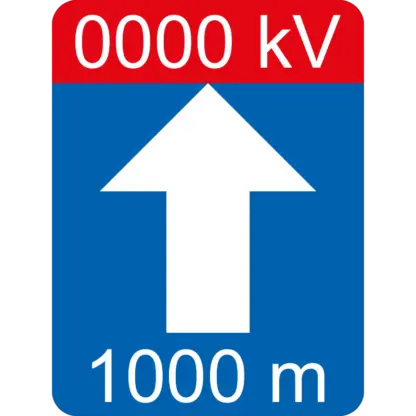 Villamos távvezeték biztonsági övezetére figyelmeztető vasúti tábla