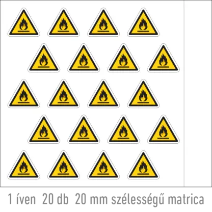 Gyúlékony anyag matrica (ISO 7010-W021 piktogram)