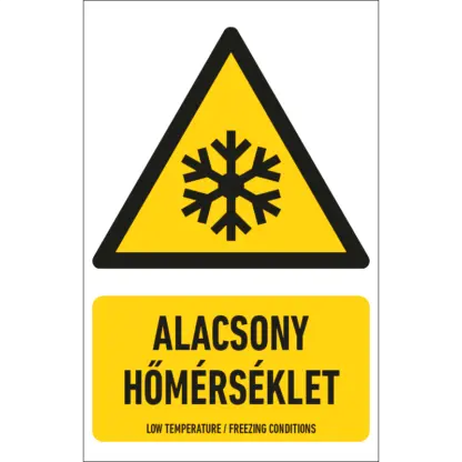 Alacsony hőmérséklet matrica / tábla (ISO 7010-W010 piktogram + felirat)