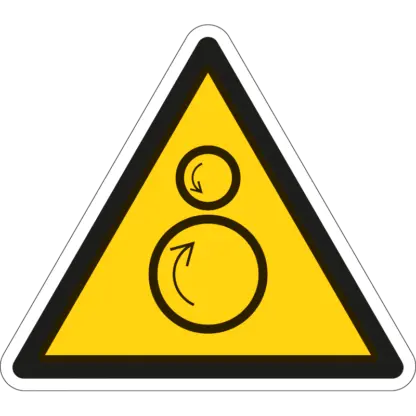 Mozgó gépelemek! matrica (ISO 7010-W025 piktogram)