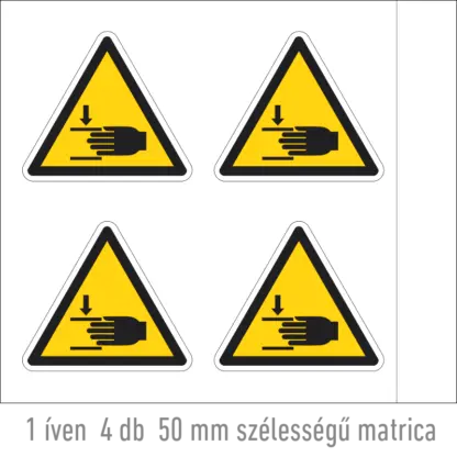 A kéz sérülésének veszélye! matrica (ISO 7010-W024 piktogram)