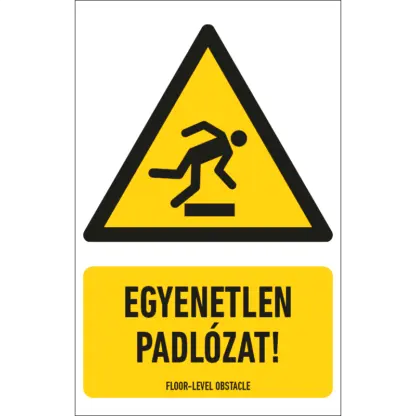 Egyenetlen padlózat! matrica / tábla (ISO 7010-W007 piktogram + felirat)