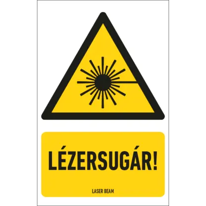Lézersugár! matrica / tábla (ISO 7010-W004 piktogram + felirat)