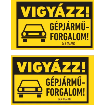 Vigyázz! Gépjárműforgalom feliratú kétoldalas fali táblatartó konzol szendvicslemezzel