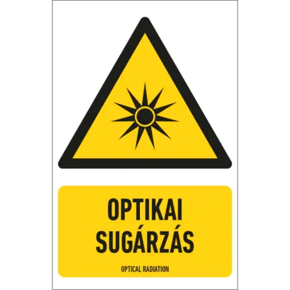 Optikai sugárzás matrica / tábla (ISO 7010-W027 piktogram + felirat)