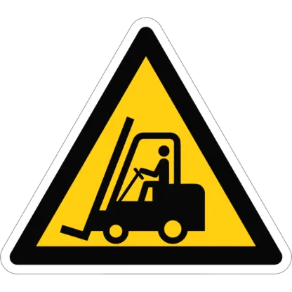 Munkagép-közlekedés! padlójelölő (ISO 7010-W014 piktogram)