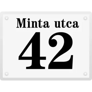 Peremezett házszámtábla utcanévvel, 200x150 mm