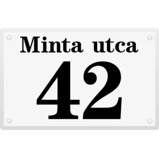 Peremezett házszámtábla utcanévvel, 250x160 mm