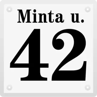 Peremezett házszámtábla utcanévvel, 150x150 mm