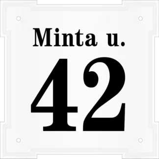 Házszámtábla domborított, bástyasarkú, fehér, 215x215 mm