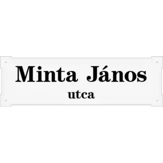 Házszámtábla domborított, bástyasarkú, fehér, 700x215 mm