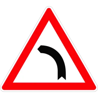 Veszélyes útkanyarulat balra KRESZ közlekedési tábla