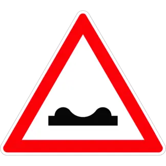 Egyenetlen úttest KRESZ közlekedési tábla