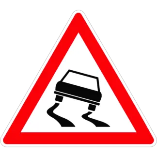 Csúszós úttest KRESZ közlekedési tábla