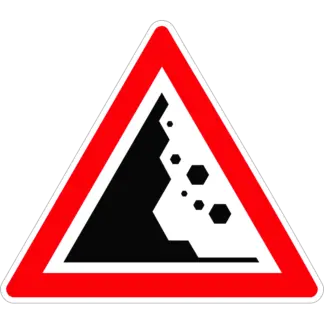 Kőomlás (balról) KRESZ közlekedési tábla