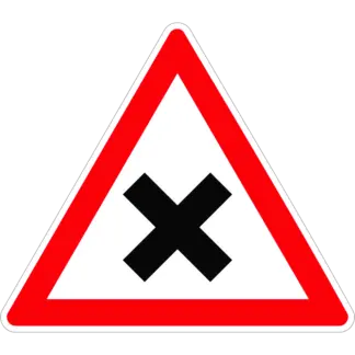 Egyenrangú utak kereszteződése KRESZ közlekedési tábla