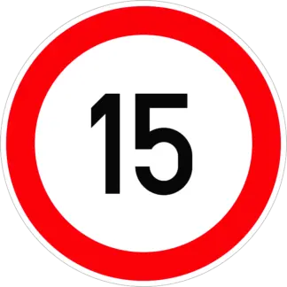 Sebességkorlátozás 15 km/h KRESZ közlekedési tábla