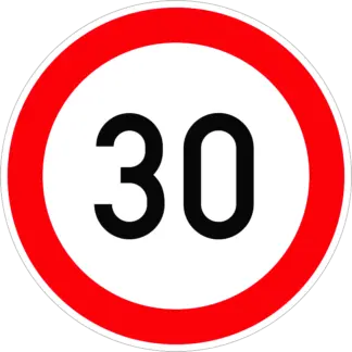 Sebességkorlátozás 30 km/h KRESZ közlekedési tábla
