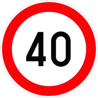 Sebességkorlátozás 40 km/h KRESZ közlekedési tábla
