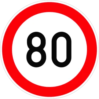 Sebességkorlátozás 80 km/h KRESZ közlekedési tábla