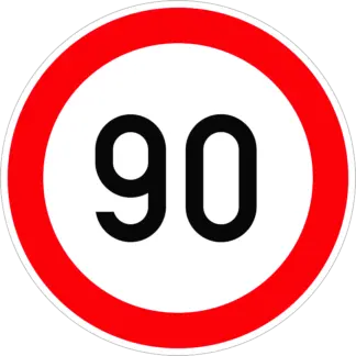 Sebességkorlátozás 90 km/h KRESZ közlekedési tábla