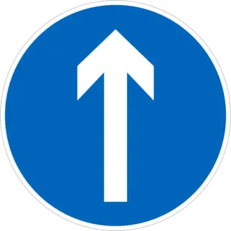 Kötelező haladási irány (egyenesen) KRESZ közlekedési tábla