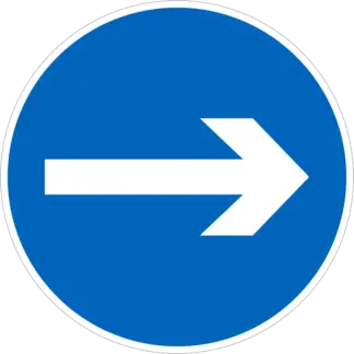 Kötelező haladási irány (jobbra) KRESZ közlekedési tábla