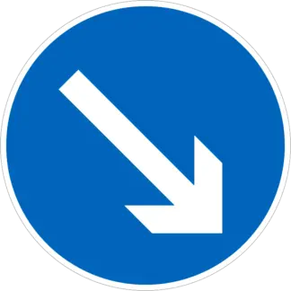 Kikerülési irány (jobbra) KRESZ közlekedési tábla
