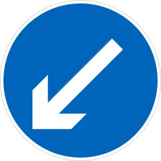 Kikerülési irány (balra) KRESZ közlekedési tábla