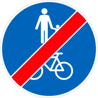 Gyalog- és kerékpárút vége (osztott