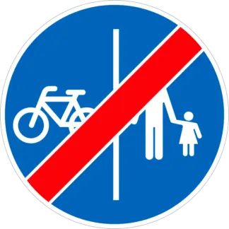 Gyalog- és kerékpárút vége (osztott