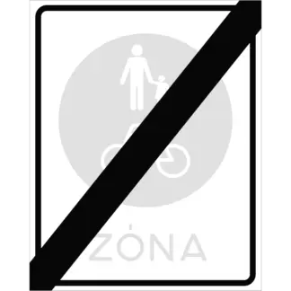 Gyalogos-kerékpáros övezet vége KRESZ közlekedési tábla