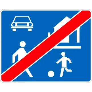 Lakó-pihenő övezet vége KRESZ közlekedési tábla