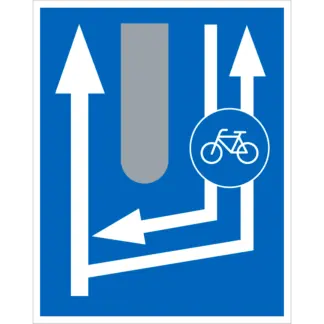 Út melletti kerékpárút kezdete KRESZ közlekedési tábla