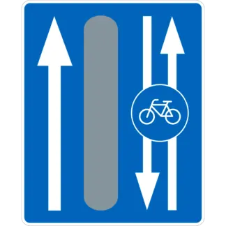 Út melletti kerékpárút KRESZ közlekedési tábla