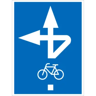 Kerékpáros közvetett kapcsolat KRESZ közlekedési tábla