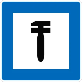 Műszaki segélyhely KRESZ közlekedési tábla