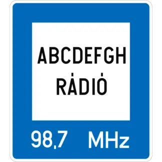 Közlekedési információt adó rádióállomás KRESZ közlekedési tábla